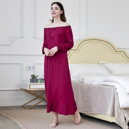 

[BRAND FACTORY PRICE!]Women Cotton Nightdress Spring And Autumn Large Size Loose Retro Long Sleeved Bathrobe Long Nightdress Casual Home Service