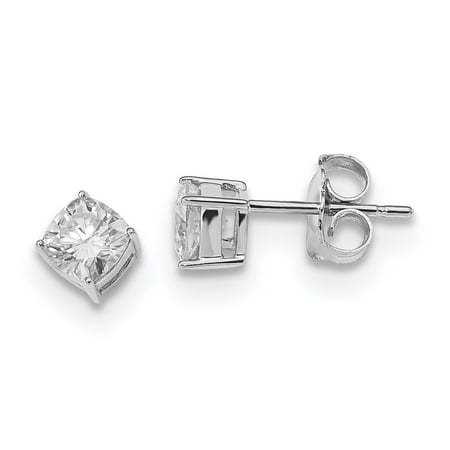Versil 14 Karat White Gold 4.50mm Cushion Pure Light Moissanite Earring1 Carat Earrings