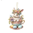 thumbnail image 2 of POLISE Spaces Bunny in Teacup with Flowers 2D Acrylic Easter Ornament for Tree, Wall or Shelf, Pastel Egg & Floral Design, Spring Home Decor & Gift for Collectors, 2 of 6