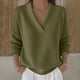 thumbnail image 2 of Cadancy Suéter Tops para Mujer Cuello en V Manga Larga Jersey Elegante Casual Suéteres de Punto Más Tamaño Suelto Color Sólido Acogedor Moda Otoño Invierno Ropa,Green,M, 2 of 7