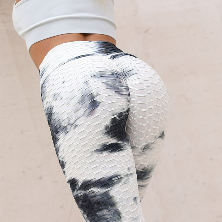 YWDJ Workout Leggings for Women Women Ink Yoga Tie-Dye Pants Slim And Hip  Lifting Exercise Bottom Pants White L