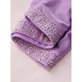 thumbnail image 6 of Hansber Kids Girls Cheerleading Outfits Shiny Rhinestones Dance Crop Top and Gymnastics Shorts Set Dancewear Light Purple 14, 6 of 7