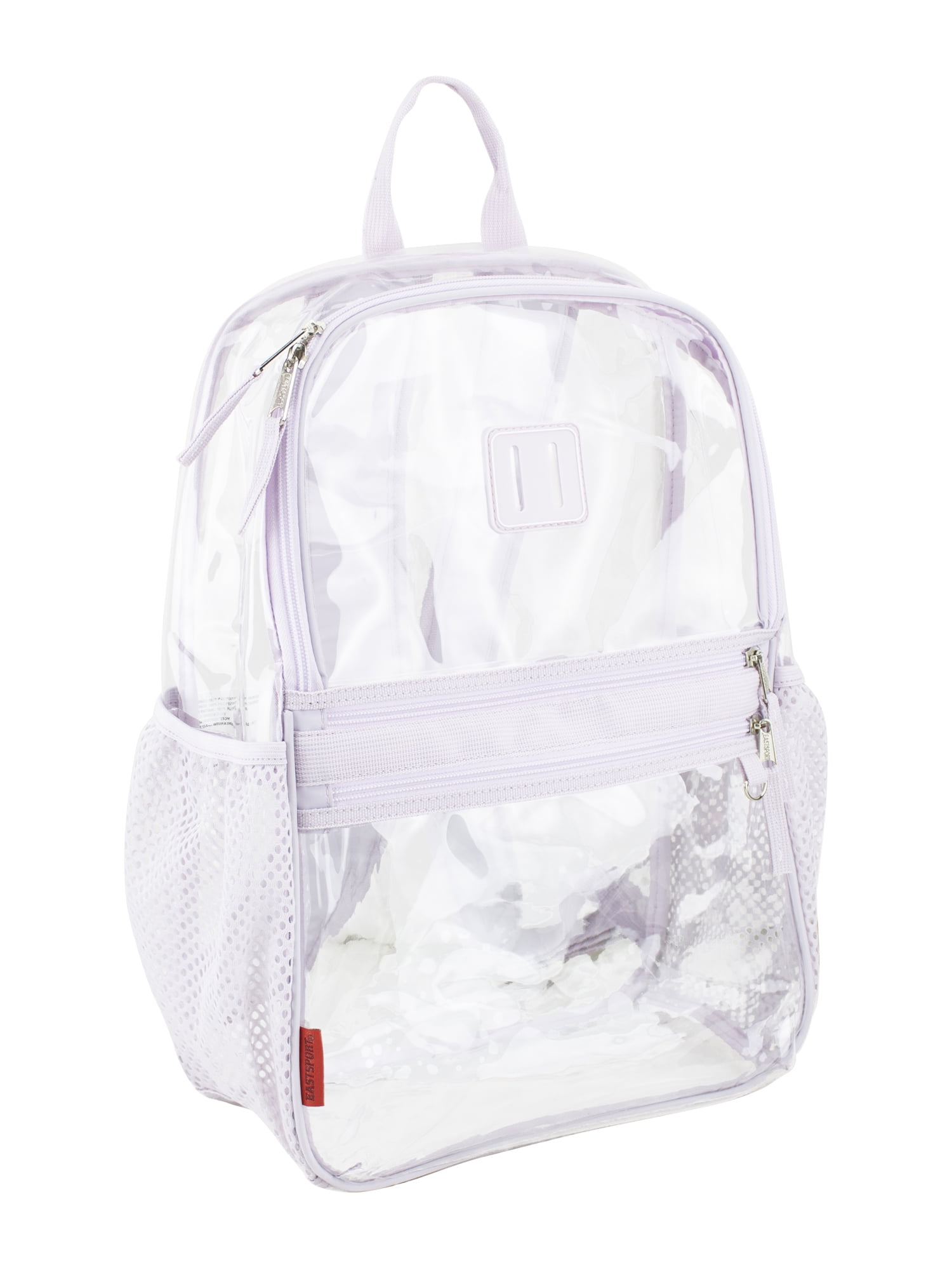 Eastsport Clara Clear Backpack Bundle w/ Zipper Pouch, Lavender Fog