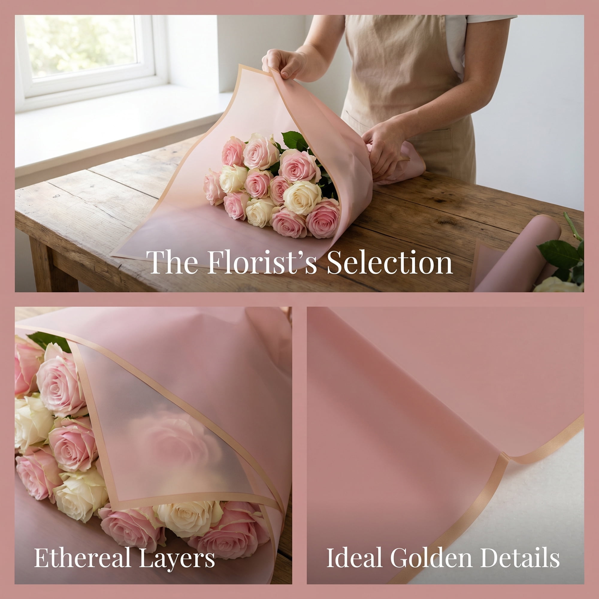 Unique Bargains 20Pcs Waterproof Matte Gift Wrapping Paper Sheets Light Pink 22" x 22"