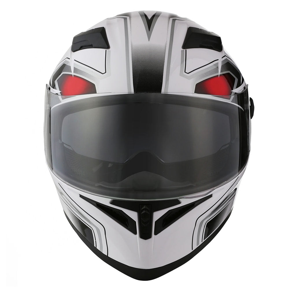 1Storm Motorcycle Full Face Helmet Street Bike Dual Visor/Sun Shield N-HJK316 Panther White