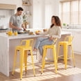 thumbnail image 7 of Devoko 30 Inch Metal Bar Stools Set of 4, Stackable Kitchen Island Bar Stools with Removable Back, Industrial Dining Chairs for Kitchen, Dining Room（Yellow）, 7 of 7
