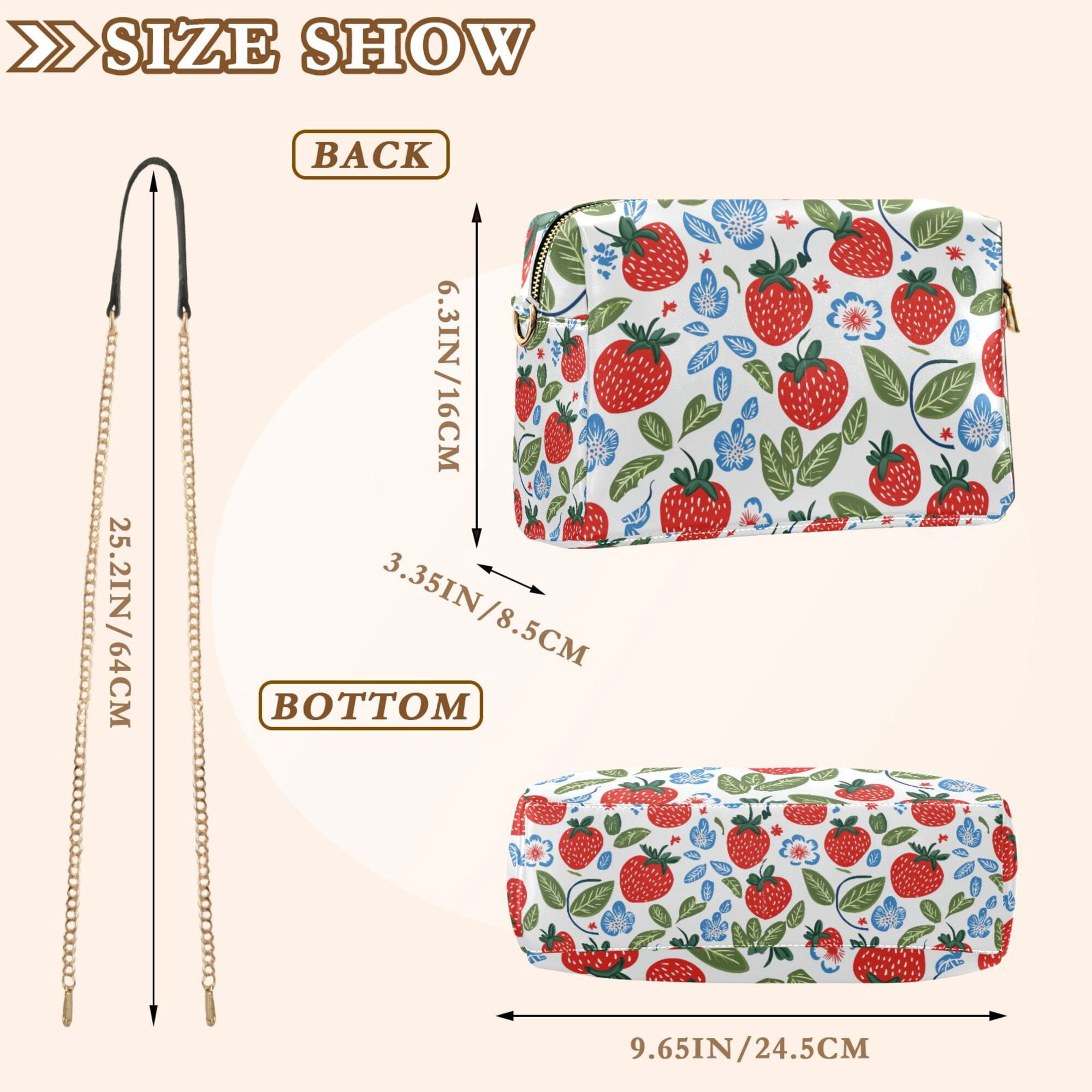 FORMRS Women Crossbody Purse with Chain Strap Vegan Leather Shoulder Handbag, Vibrant Strawberries