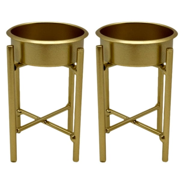 2 portavelas de metal para decoración de mesa, elegante y decorativo. Oro