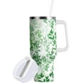 thumbnail image 2 of 30 oz Tumbler with Handle Lid and Straw Insulated Water Tumbler Stainless Steel Water Cup Mug Bottle Reusable Cup Holder Friendly Watercolor Green Leaves, 2 of 6