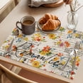 thumbnail image 3 of Placemat Set of 6 Hand Drawn Flower Floral Placemats for Dining Table Retro Postmark Washable Table Mats for Kitchen and Party Decor Indoor & Outdoor Use, 3 of 8