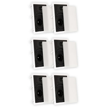 Theater Solutions TS80W In Wall 8" Speakers Surround Sound Home Theater 3 Pair Pack