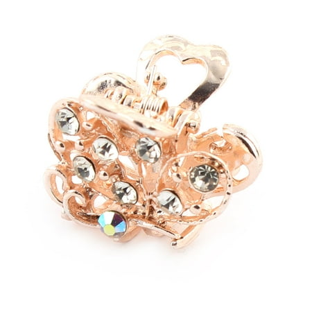 Small Crystal Butterfly Claw Clip - Girl Faux Rhinestone Inlaid Butterfly Shaped Hairpin Claw Clip Barrette White