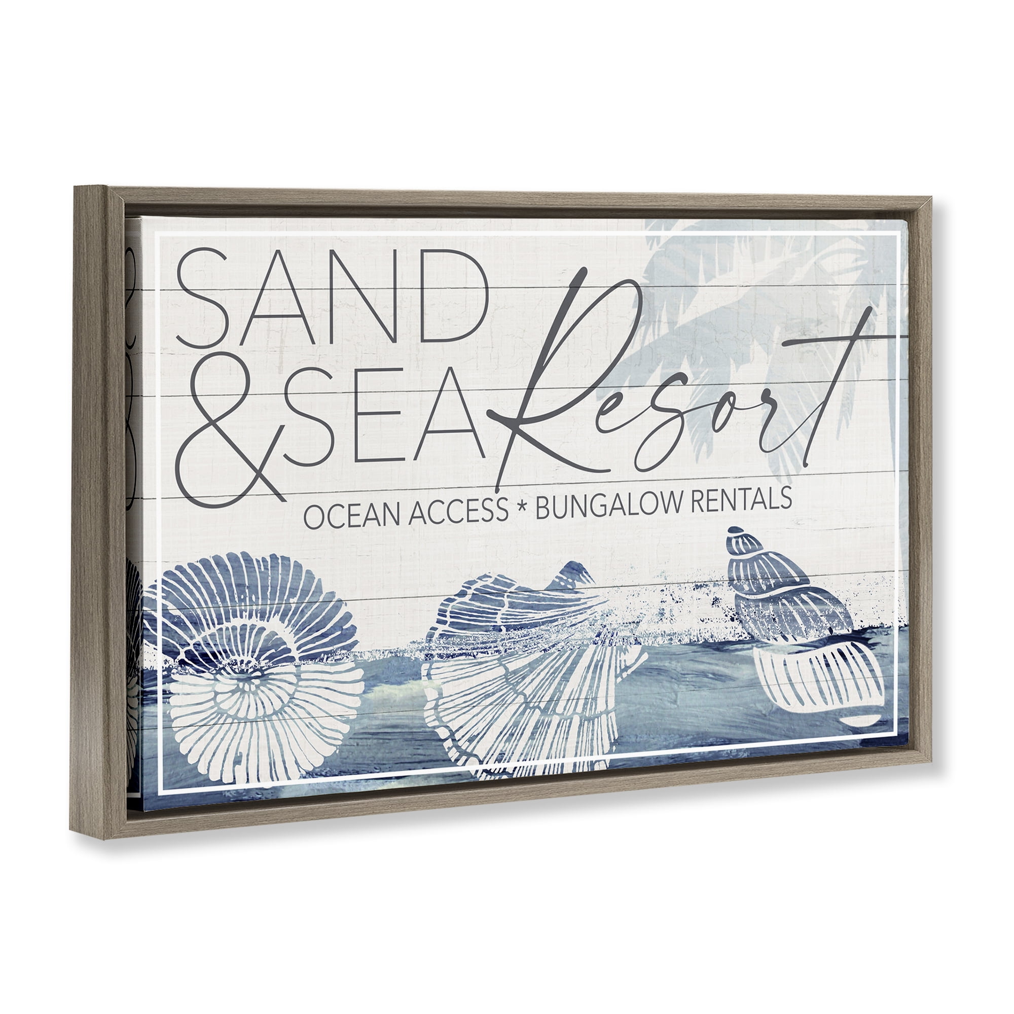 Stupell Industries Sand & Sea Resort Nautical & Beach Painting Brown Floater Framed Canvas Art Print Wall Art, 25 x 17