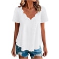 thumbnail image 6 of ZunFeo Womens White Eyelet Blouse Scalloped V-Neck Short Sleeve Flowy Casual Summer Tunic Top Plus Size Available,Size 3XL, 6 of 9