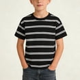 thumbnail image 2 of Guluxicc Boys Striped T Shirts Short Sleeve Crewneck Cotton Kids Toddler Tshirts Casual Summer Tees Tops 1-12 Year, 2 of 6
