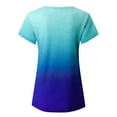 thumbnail image 6 of gakvbuo Summer Plus Size Summer Tops for Women Tops Dressy Casual Trendy V Neck T Shirts Rolled Short Sleeve Tie Dye Gradient Printed Side Split Blouse Tee, 6 of 7