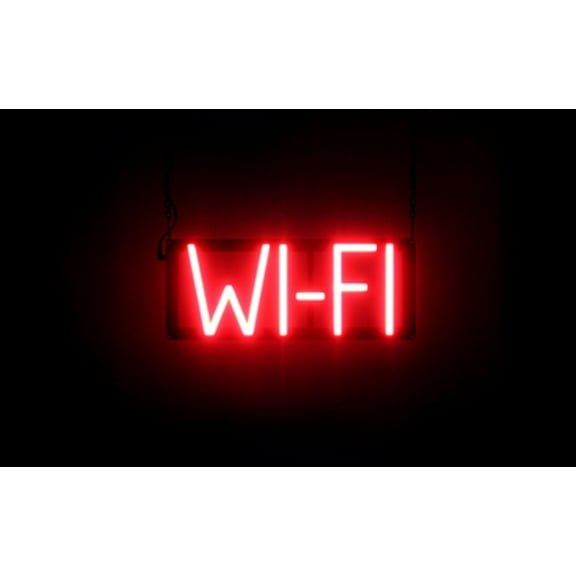 SpellBrite WI-FI LED Sign for Business. 15.4" x 6.3" Red WI-FI Sign Has Neon Sign Look With Energy Efficient LED Light Source. Visible from 500 Feet, 8 Animation Settings.