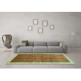 thumbnail image 3 of Ahgly Company Machine Washable Indoor Square Abstract Turquoise Blue Contemporary Area Rugs, 6' Square, 3 of 4