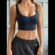 thumbnail image 4 of Camiseta Básica Sin Mangas para Mujer, Cuello en U, Ropa Informal de Verano. Azul Marino M, 4 of 8