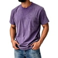 thumbnail image 2 of Oversized Tshirts for Men Vintage Acid Wash Shirt Summer Short Sleeve Basic Tees Baggy Comfort Colors T-Shirts （Purple,3XL）, 2 of 9