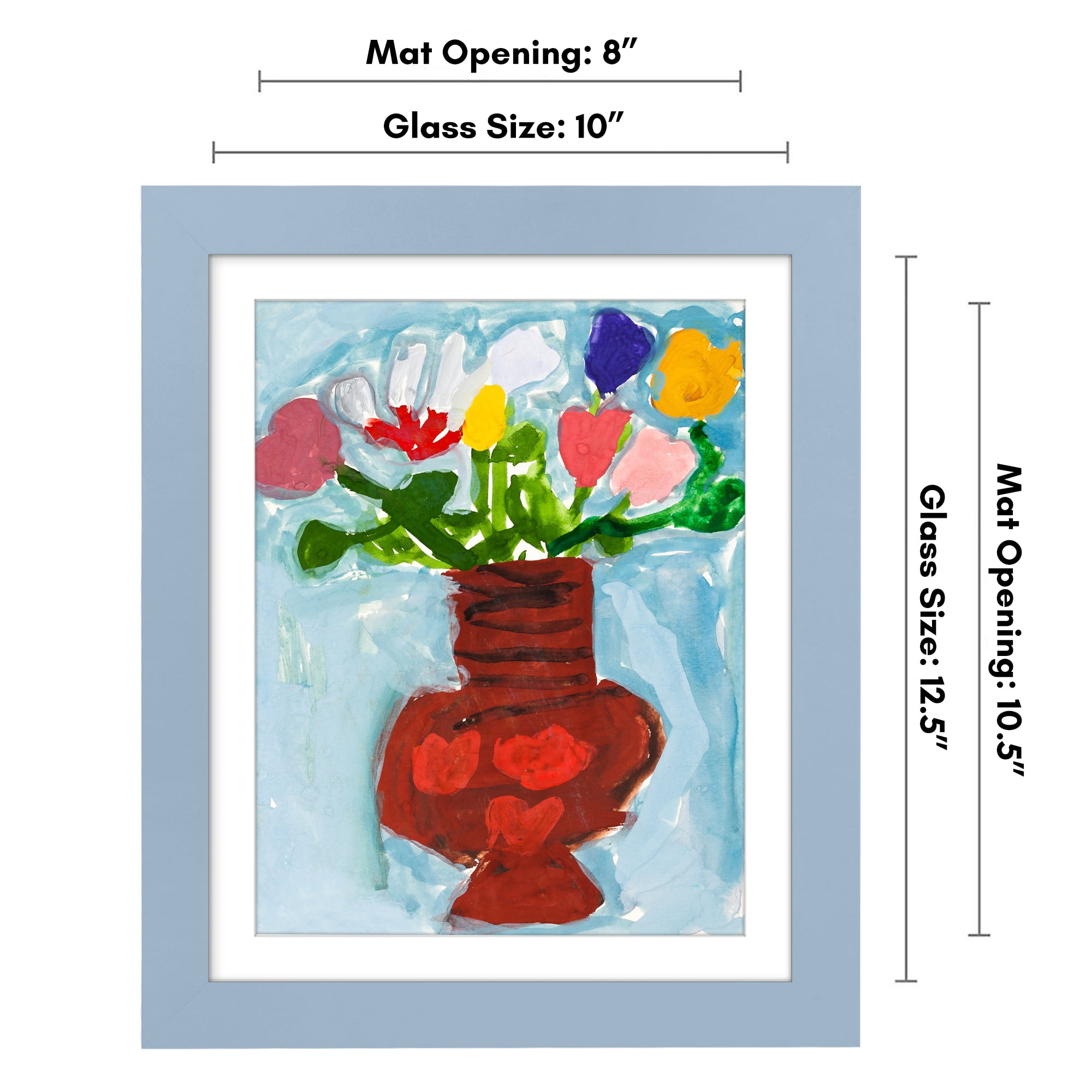 Americanflat 10x12.5 Kids Art Frame with 8.5x11 Mat Holds 100 Art Pieces Magnetic Letter Size Display - Baby Blue