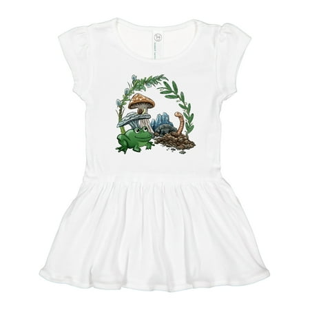 

Inktastic Frog Worm Mushrooms Nature Scene Gift Toddler Girl Dress