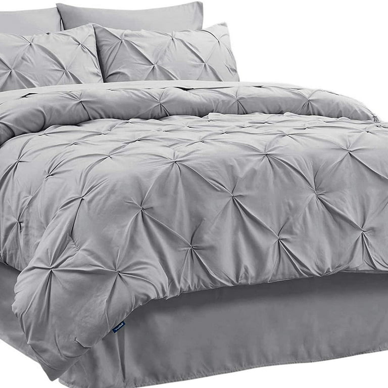 Bedsure Bed in A Bag Queen Size Comforter Sets Bedding 8 Piece Navy Blue - 1 Comforter (88X88 inches) 2 Pillow Shams Flat Sheet Fitted Sheet Bed