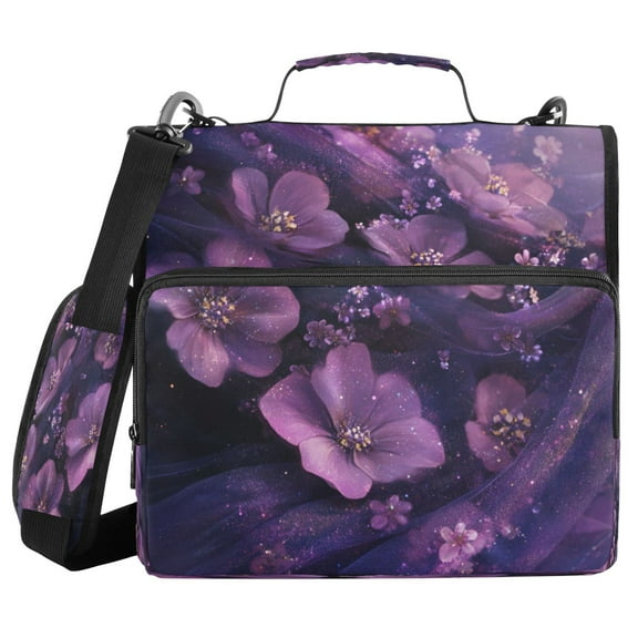 DIXRUYEE Zipper BinderTrapper of keeper Documents Organized Design Dreamy Purple Petals Printed