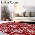 thumbnail image 2 of ODIKA 6'x9' Machine Washable Non-Slip Area Rug, Nordic Knit Inspired Snowflake Patchwork with and Festive Details High Traffic Rug with Pad, Red, 629525, 2 of 8