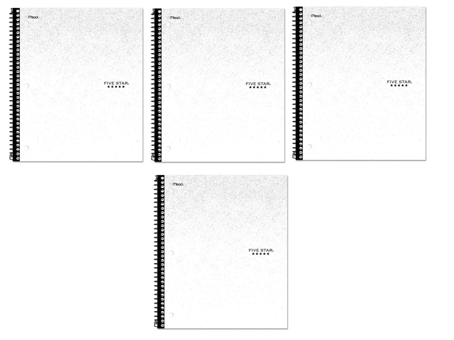 Five Star Mead Splatter Brand New 4Qty Notebooks White Wide Ruled 1