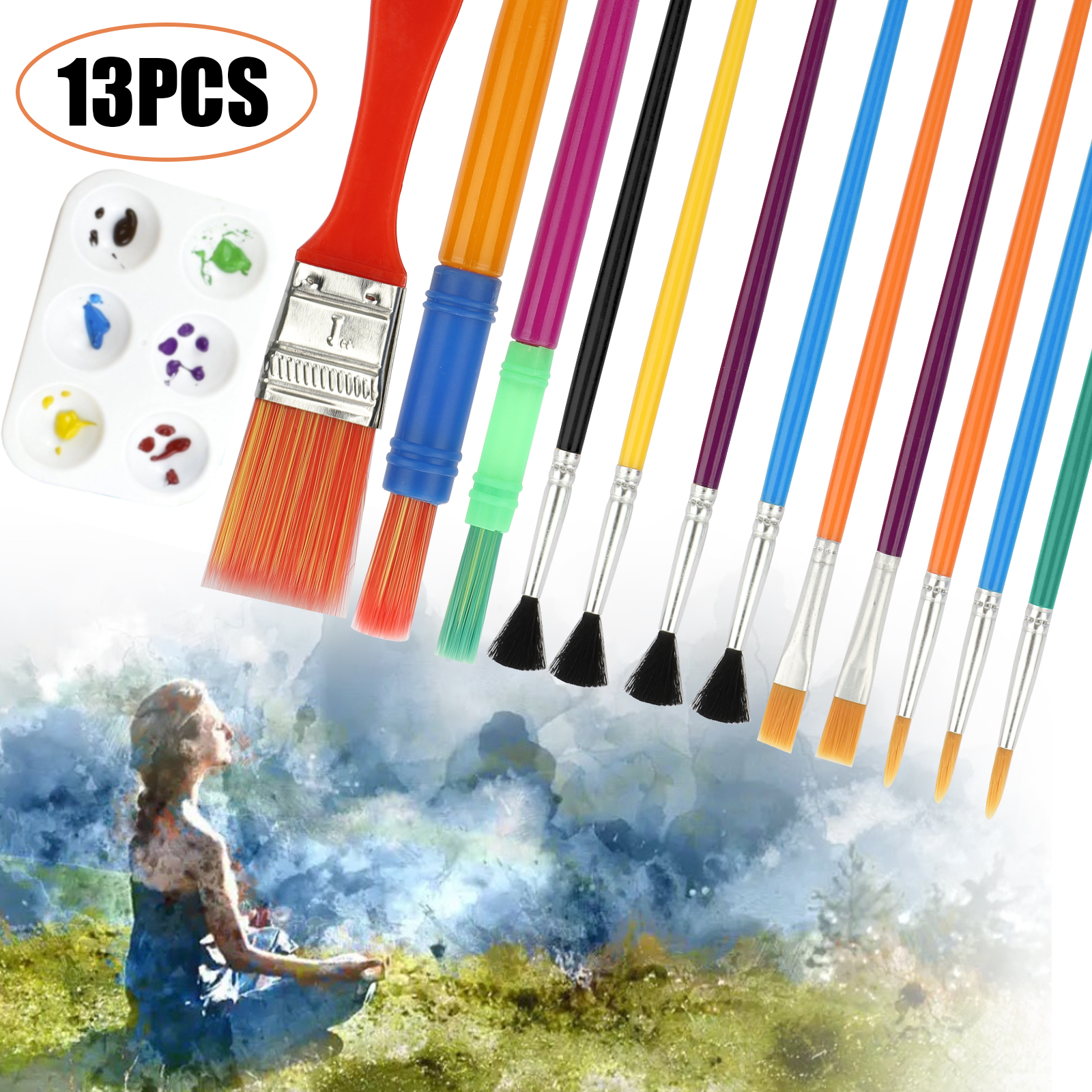 13Pcs Acrylic Paint Brushes Set, TSV 12Pcs Professional Artist