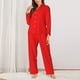 thumbnail image 2 of Balery Red Conjunto de Pijama con Estampado para Mujer, Conjunto de Dos Piezas con Manga Larga, Ropa de Dormir Suave con Bolsillos, Pijamas Cómodos-Small, 2 of 7