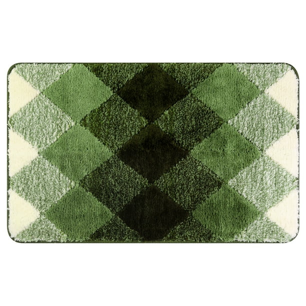 REGALWOVEN Alfombra de baño con patrón geométrico, alfombra suave y absorbente, alfombra antideslizante para bañera, ducha, decoración del hogar verde 20" x 32"
