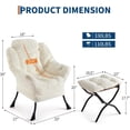 thumbnail image 3 of 400lb capacity lazy chair con ottoman: oversized reading armchair con folding footrest y side pocket, comfortable accent chair para sala de estar o dormitorio (plush blanca), 3 of 7