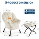 thumbnail image 3 of 400lb capacity lazy chair con ottoman: oversized reading armchair con folding footrest y side pocket, comfortable accent chair para sala de estar o dormitorio (plush blanca), 3 of 7