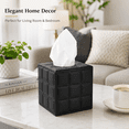 thumbnail image 4 of ABCISI Tissue Box Cover, Square Faux Leather Quilted Tissue Holder with Bottom Opening for Standard Cube Tissue Boxes, Bathroom, Bedroom, Office and Vanity, 5.1 Inch, Black, 4 of 7