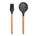 thumbnail image 1 of Juego de 2 utensilios de cocina de silicona para encimera, utensilios de cocina de madera, 1 of 5