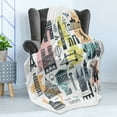 thumbnail image 4 of Travel Soft Flannel Fleece Throw Blanket, Travel Europe Themed Landmark Silhouettes and Colorful Maps Print, Cozy Plush for Indoor and Outdoor Use, 50" x 70", Purpleblue Multicolor, by Ambesonne, 4 of 5