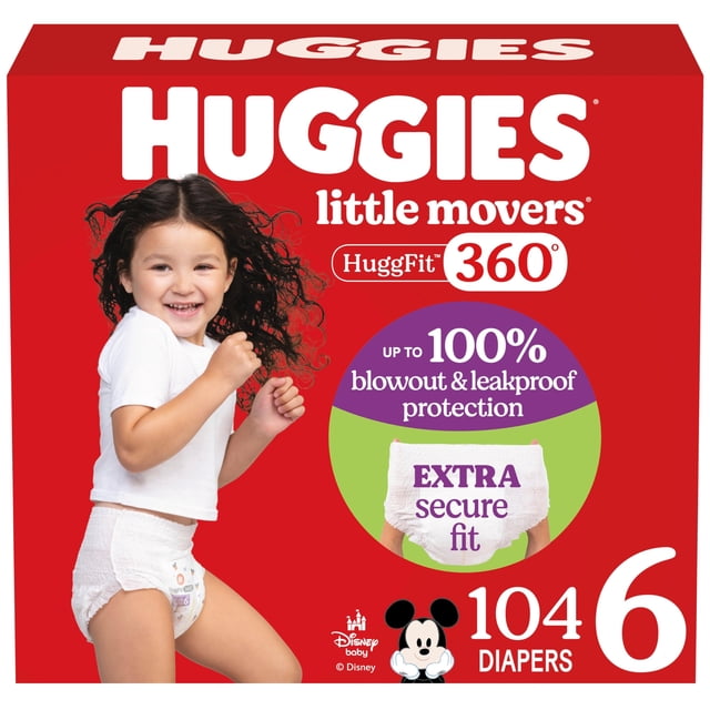 Pañales para bebés Huggies Little Movers HuggFit 360°, talla 6 (más de 35 libras)