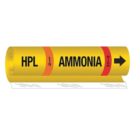 Brady Ammonia Pipe Marker,HPL,3/4 to 2-1/2In 57966