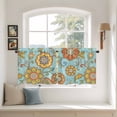 thumbnail image 2 of Turquoise Boho Floral Tier Curtains 36 Inch Length, Vintage Abstract Ethnic Flowers Cafe Short Curtains for Bathroom Over Sink, Small Kitchen Curtain Light Filtering Drapes 2 Panels 27.5"Wx36"L, 2 of 8