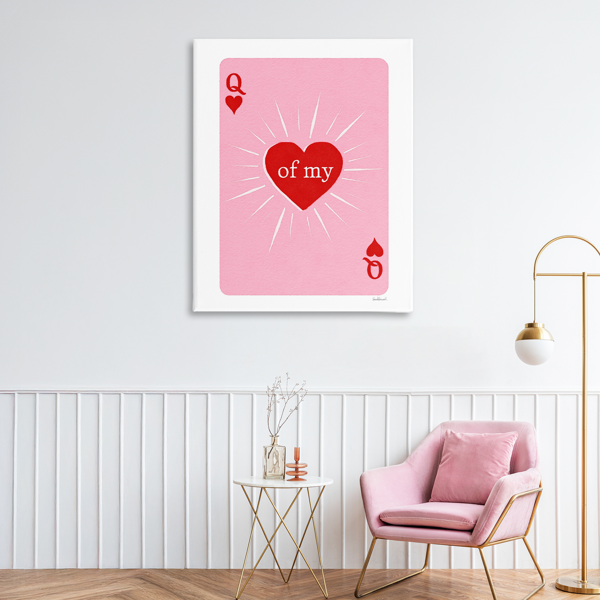 Queen Of My Heart Card Canvas Wall Art, design by Amanda Greenwood