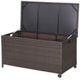 thumbnail image 2 of Gymax 50 Gallon Patio PE Wicker Storage Box Rattan Deck Bin w/ Waterproof Liner & Wheels, 2 of 10