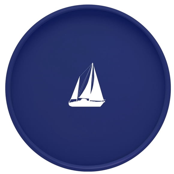 Kraftware Corp. Kasualware 14 Inches Round Serving Tray Blue Sailboat