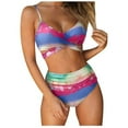 thumbnail image 2 of MSJUHEG Bikini Sets For Women Womens Bikini Swimsuits Bikinis Removable Cup Nylon Removable Pull-On Adjustable And Removable Square Neck Swimsuits For Women Multi-Color Xl, 2 of 9
