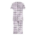 thumbnail image 6 of MuZeFu Women'S Pajama Sets Short Sleeve Shirt and Capri Soft Pajama Sets Women's Round Neck Heart Print Short Sleeve Sleepshirt And Pants Sets Loungewear Pajamas With Pockets, 6 of 6