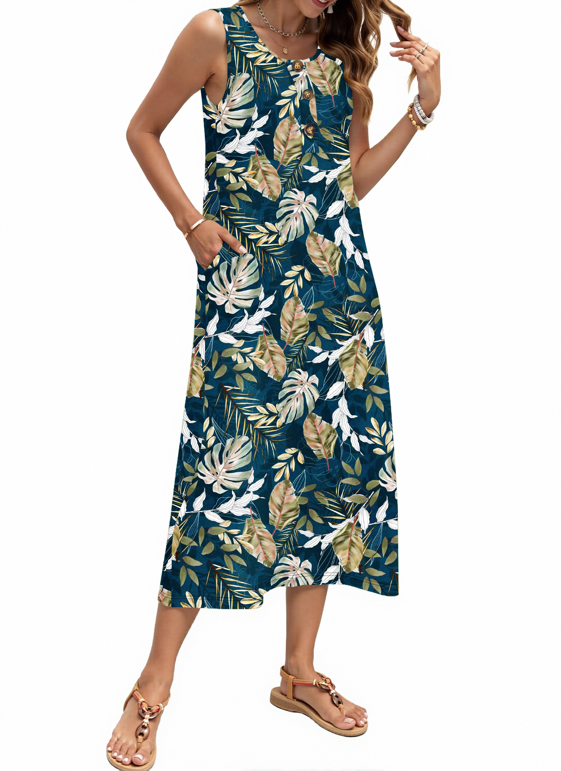 Fantaslook Women's Sleeveless Tank Dress with Button Front photo 4