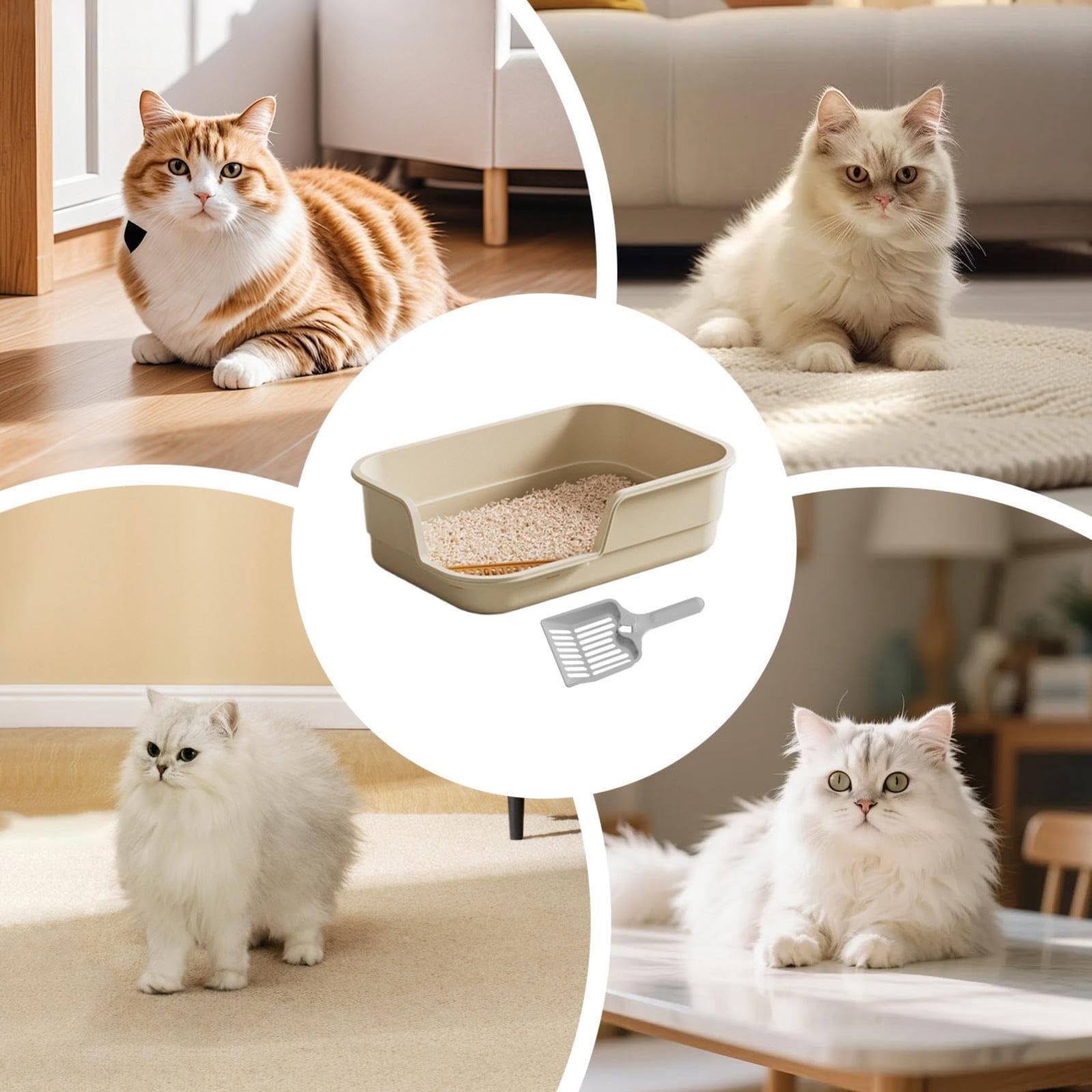 Extra Large Semi Enclosed Cat Litter Box High Sides Low Entry Open Top Kitty Toilet Splash Control for Senior Cats Kittens Multi Cat Home Apartment Senior Cats Multi Cat Clean Home Litter Control