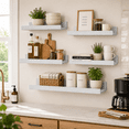thumbnail image 5 of KAIWIN White Wood Floating Shelves Set of 5 (24/16/14/10In) - Wall Mounted Storage & Decor for Home, 5 of 5