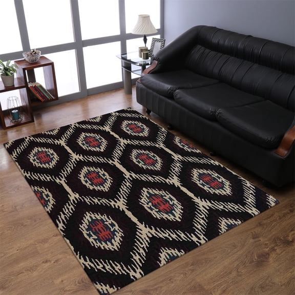 Rugsotic Carpets Hand Tufted Wool Eco-Friendly 6'x9' Area Rugs Rectangle Brown Beige Geometric Modern High Pile Thick Handmade Anti Skid Indoor Rug for Living Room, Bedroom K00650
